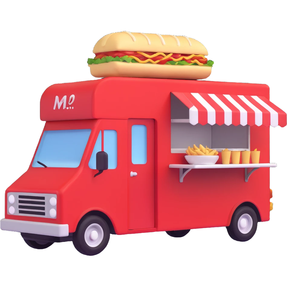 generate me a 3D red truck shawarma food truck emoji