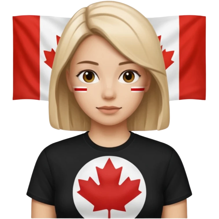 Isolated, realistic womens black tshirt, with Canadian flag graphic print emoji