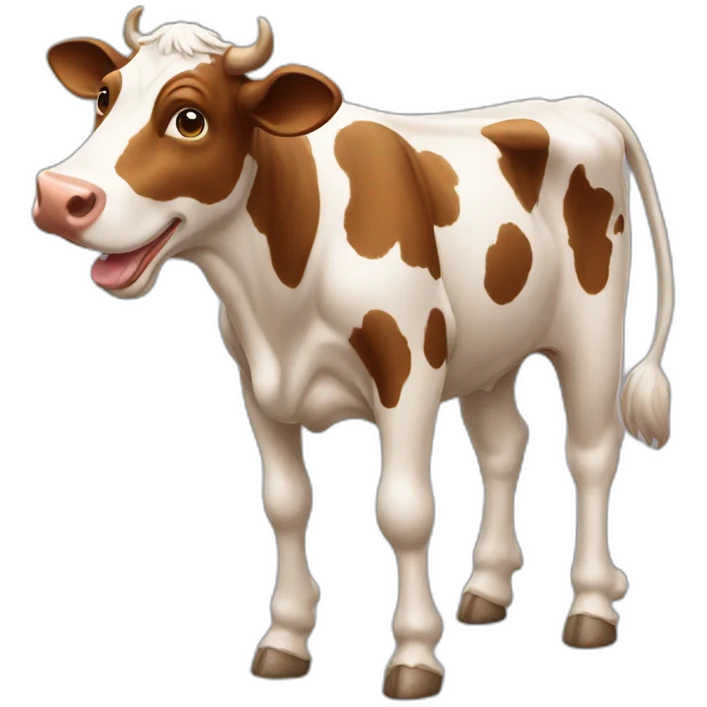 cow walking a dog emoji