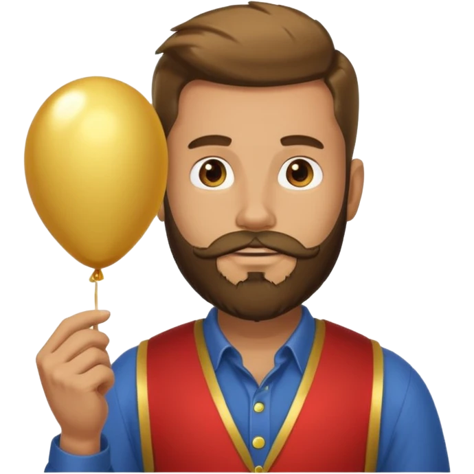 Bearded man hold gold balloon emoji