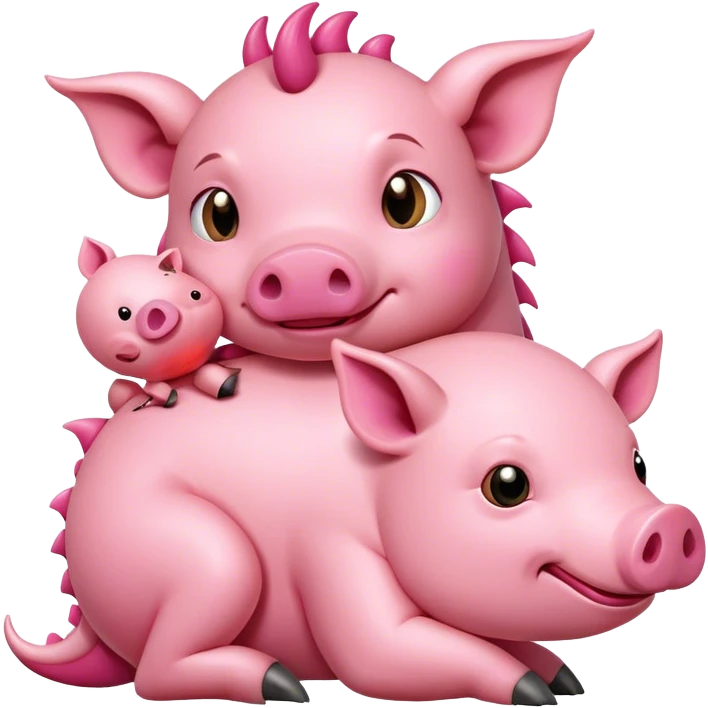 Dragon hugging pig emoji