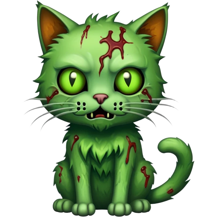 cat zombie with green fur emoji