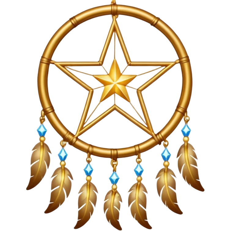 Star-shaped golden bright divine shimmering shiny sparkly glittery glowing glossy dreamcatcher  emoji