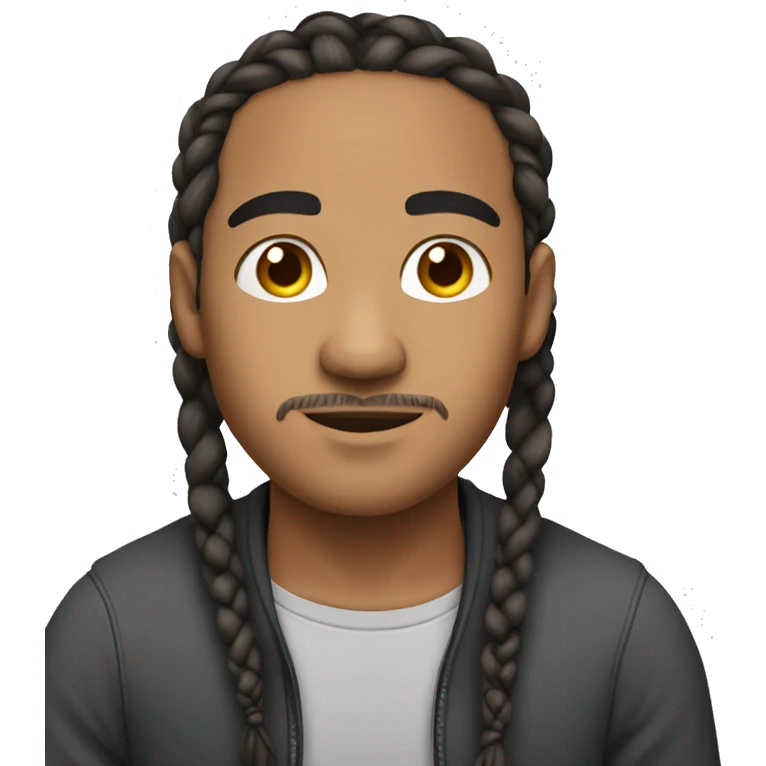 lightskin man with neck length braids not tied up emoji