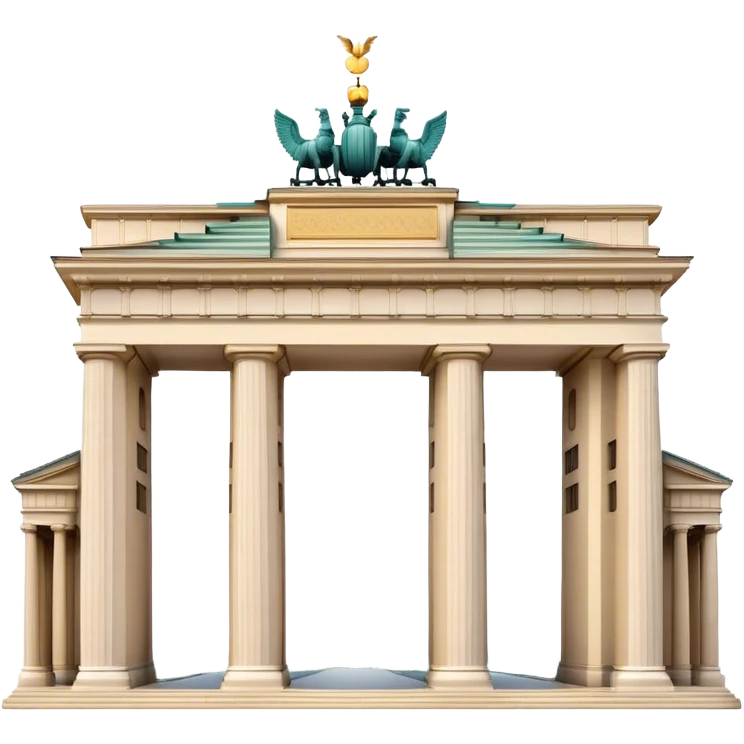 Cinematic Realistic Brandenburg Gate Landmark Emoji, depicted as the iconic neoclassical monument rendered with lifelike detail and dynamic, historic lighting. emoji