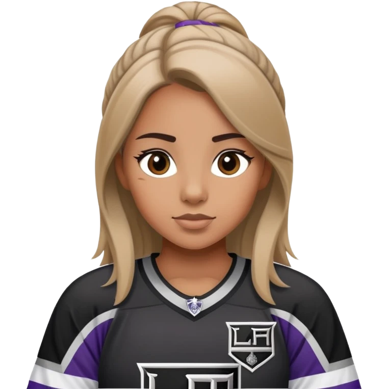 Burnett Hair girl wearing an LA Kings hockey jersey emoji