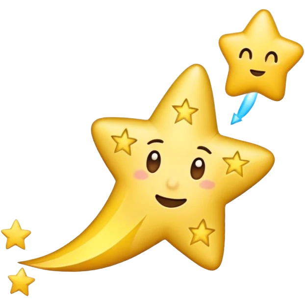 shooting star pausing mid-flight, with a small question mark above it, emoji style emoji