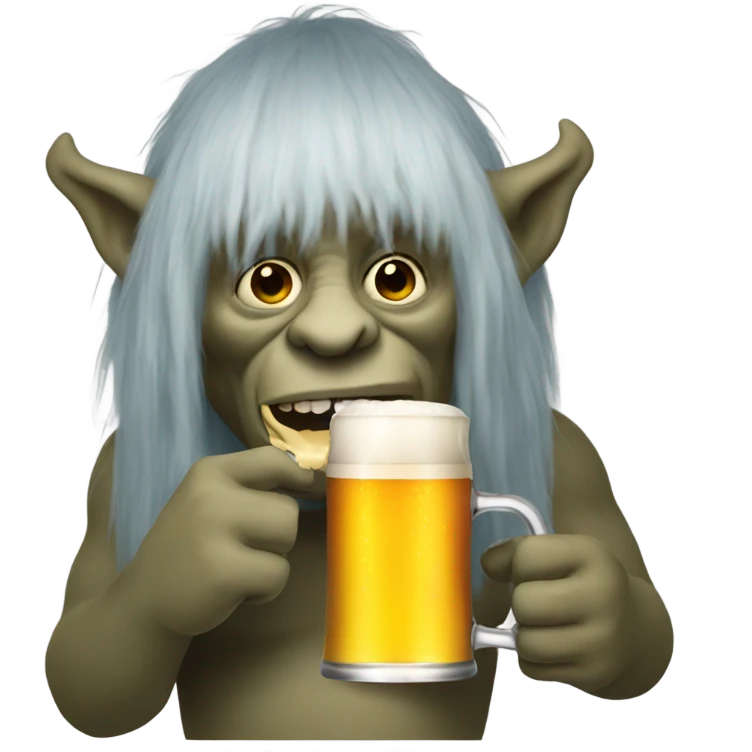Troll drinking beer emoji