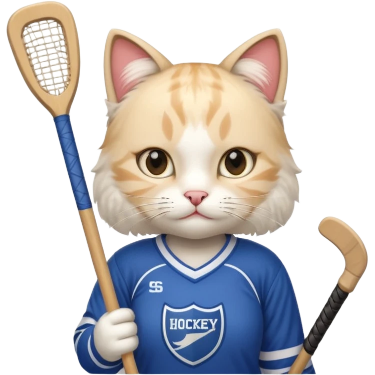 female cat hockey player with stick emoji