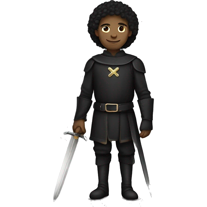 lightskinned guy with black medieval clothes and daggers on guard emoji