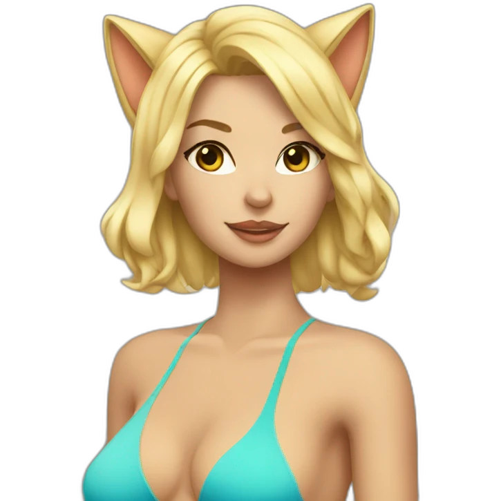 hot catgirl blonde swim suit emoji