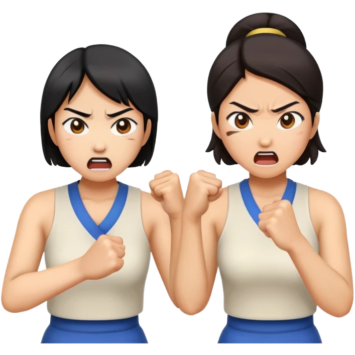 two asian women punching and attacking each other emoji