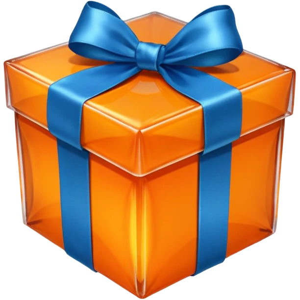 glass orange gift box with blue ribbon emoji
