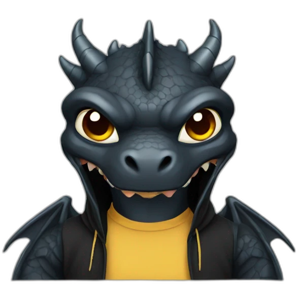 Black Dragon with tattoos wearing hoodie emoji