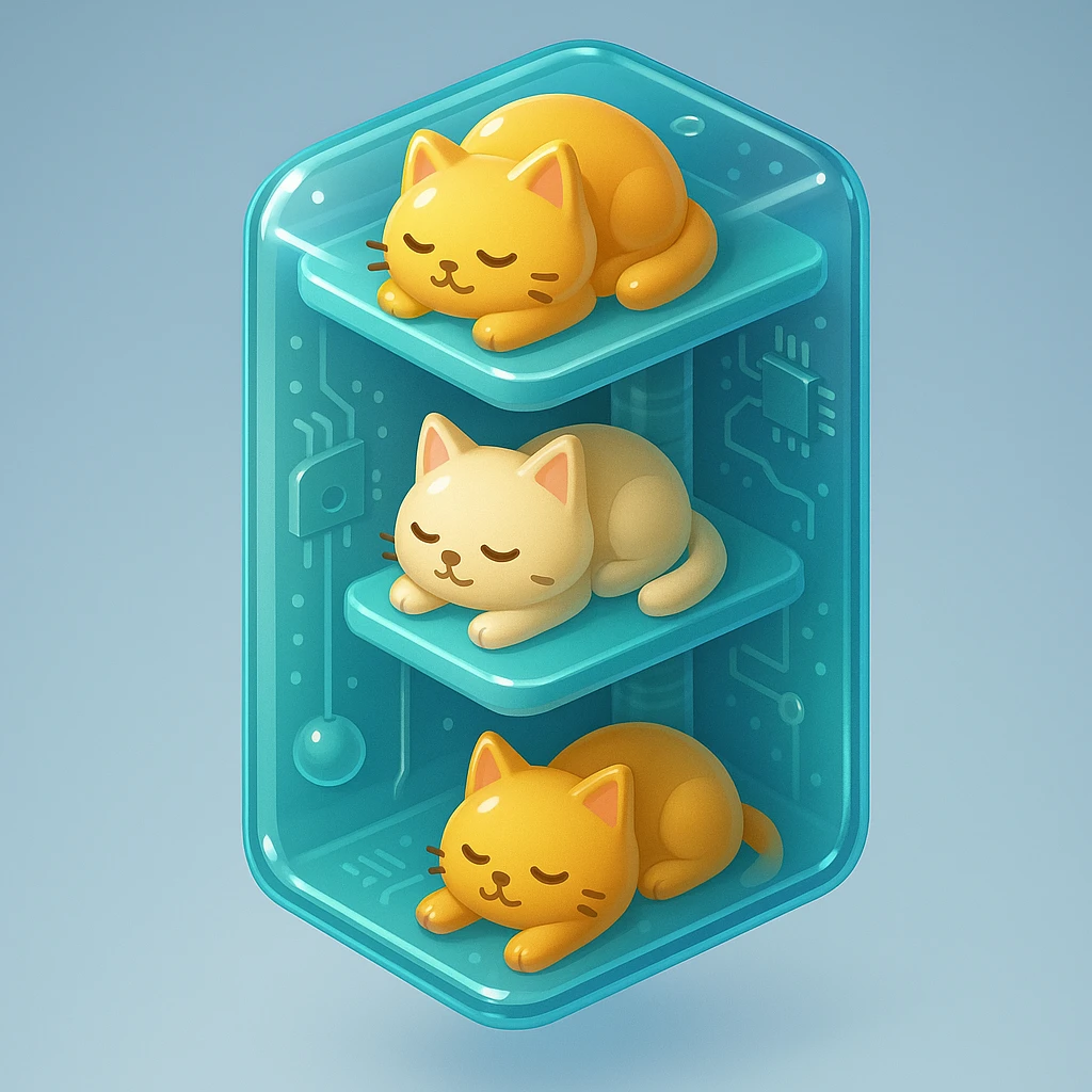 cats relaxing in a vertical playhouse emoji