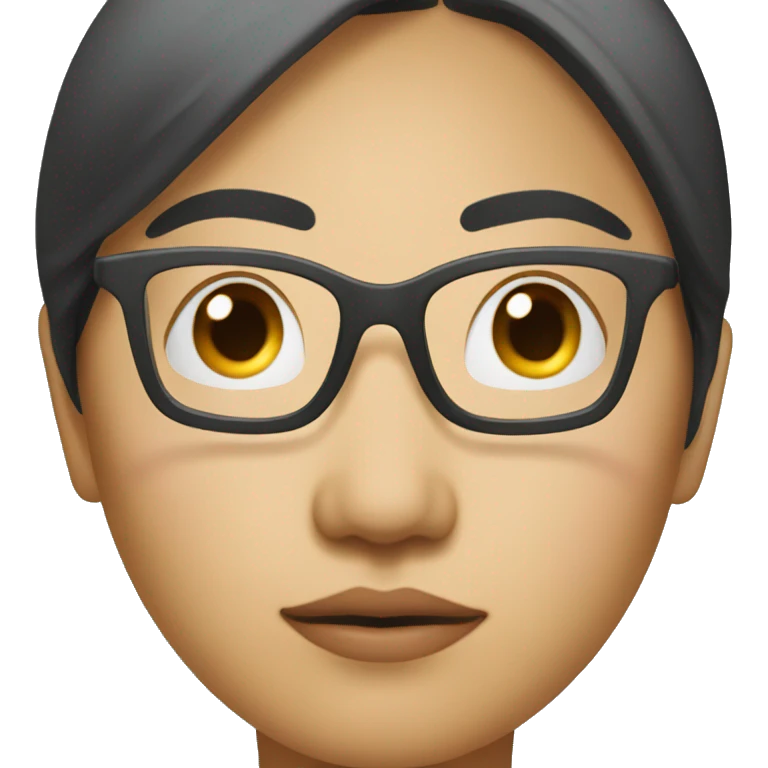 A asian woman with glasses who is seriously thinking about something. emoji