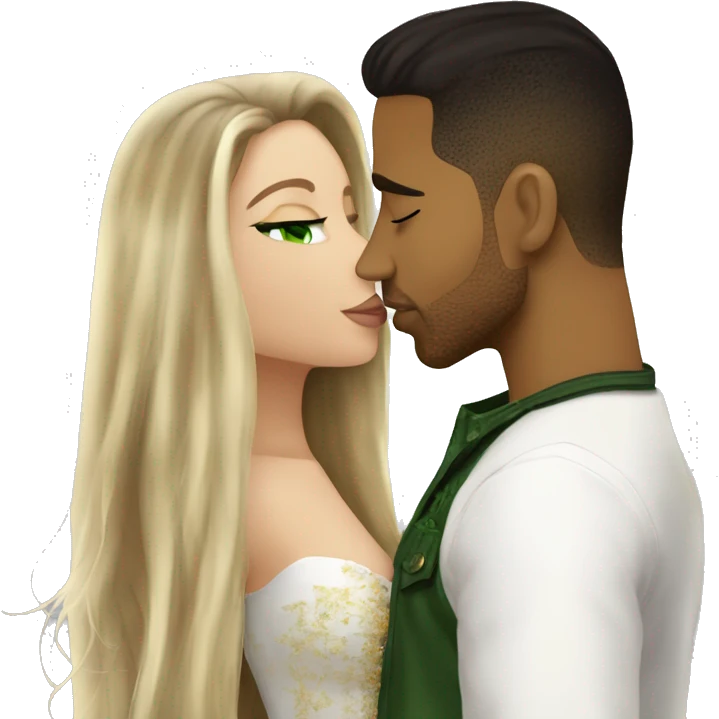kiss-kiss romeo santos and girl green eyes and very long dark blond hair emoji