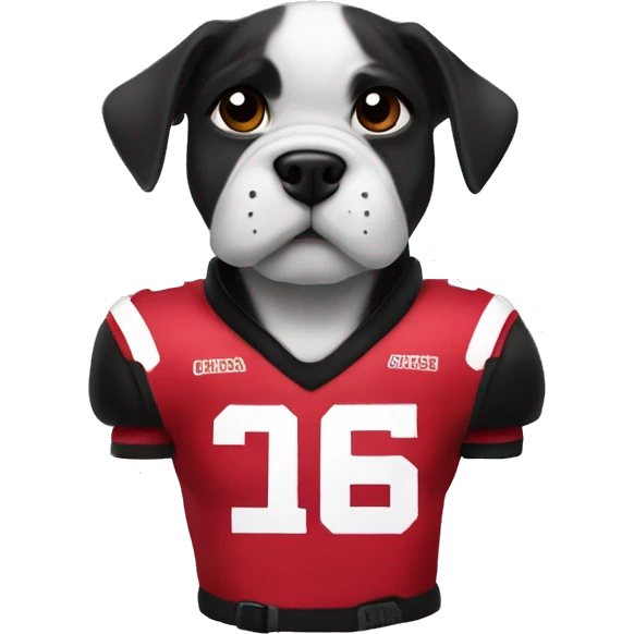 Georgia bulldogs puppy wearing a Dawg spike squad shoulder pads emoji
