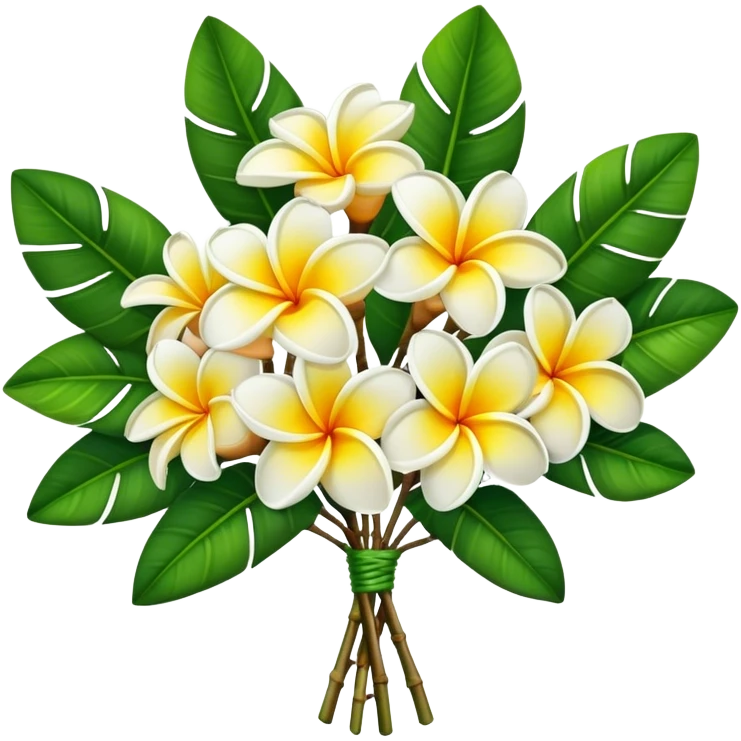 Frangipani super big bouquet, stem, leaf, more  emoji