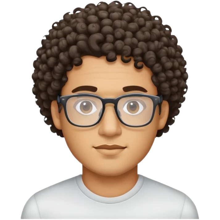 Un homme métisse au cheveux bouclé avec des lunettes rectangle transparent  emoji