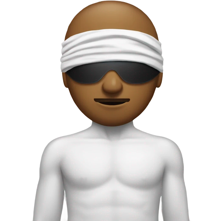 Blindfolded man wearing swimsuit emoji