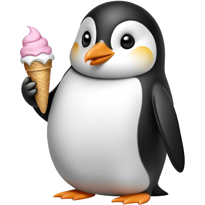 Penguin eating icecream emoji