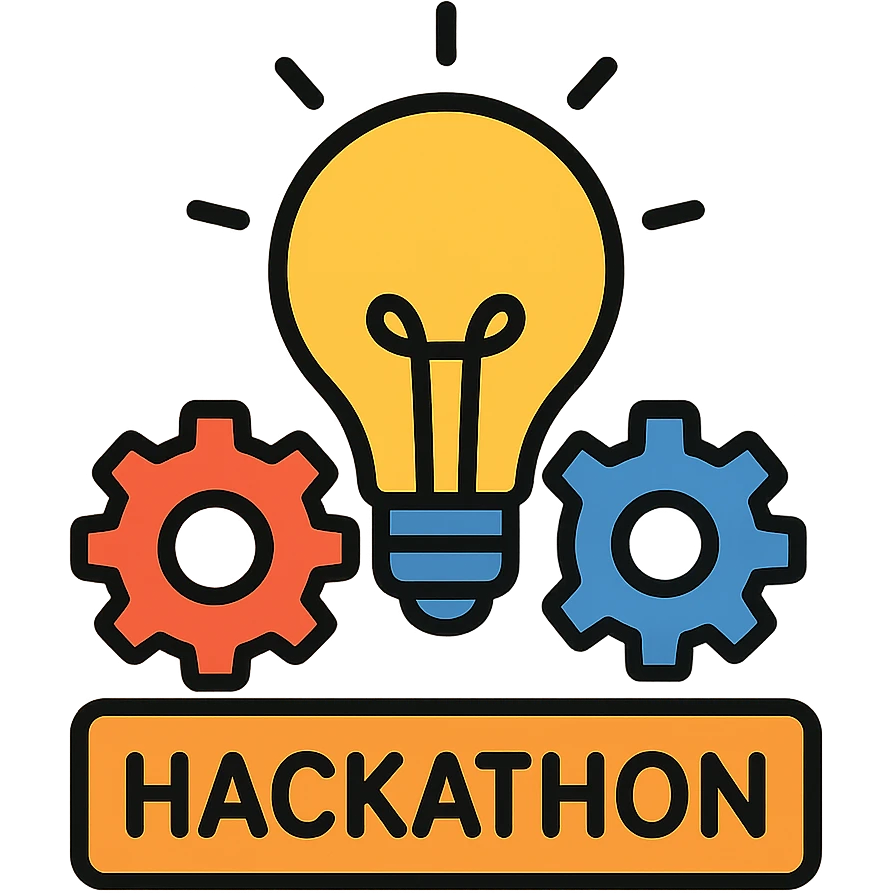 hackathon icon, lightbulb, gears, creative energy, flat icon style emoji