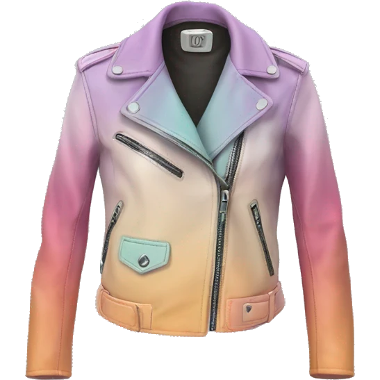 Realistic isolated pastel ombre open fashion leather jacket.. emoji
