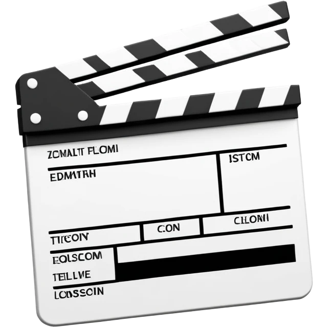 minimalist black and white film clapperboard, geometric shapes only emoji