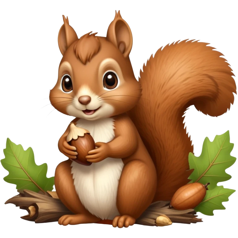 charming squirrel with cute eyes holding an acorn emoji