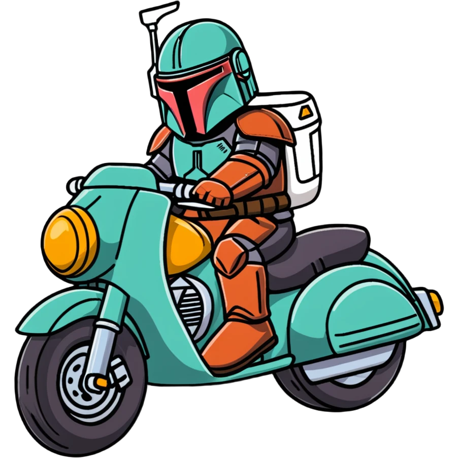 Mandalorian on a motorcycle emoji