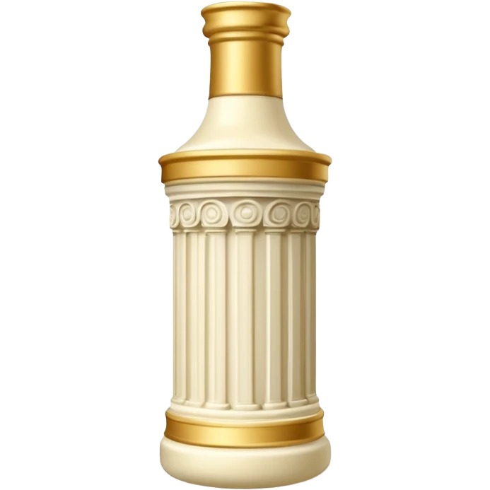 Creamy Caesar salad dressing in a bottle shaped like a roman ionic column emoji