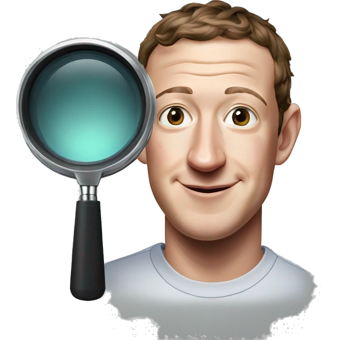 Mark zuckerberg with magnifier emoji
