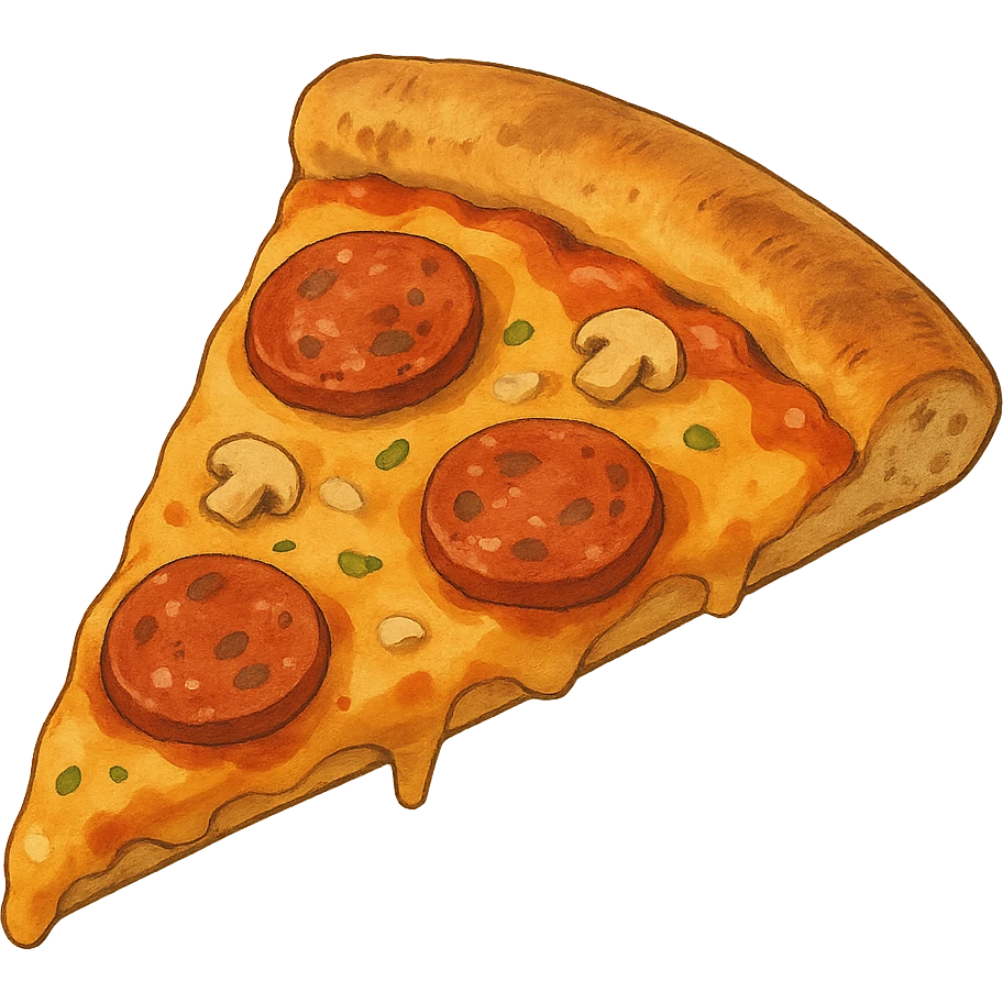 ghibli style illustration of a pizza slice emoji