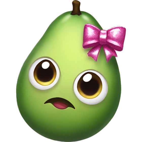 pink avocado with a bow and sparkly eyes emoji