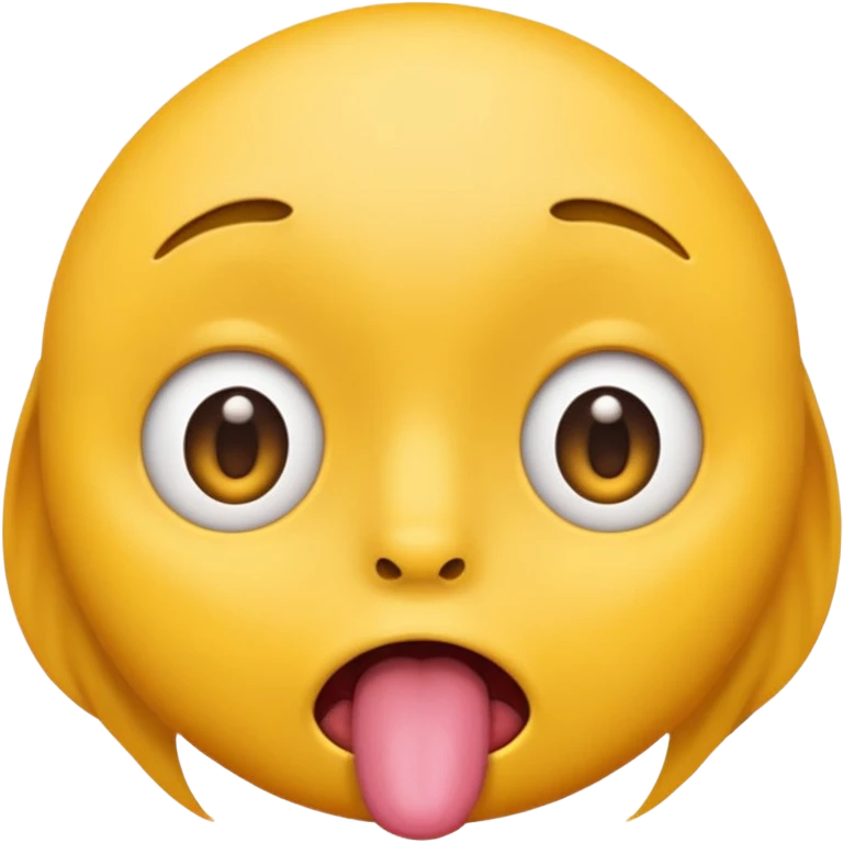 ios face emoji with both pupils at the center of the eye as if looking at the nose with tounge out emoji