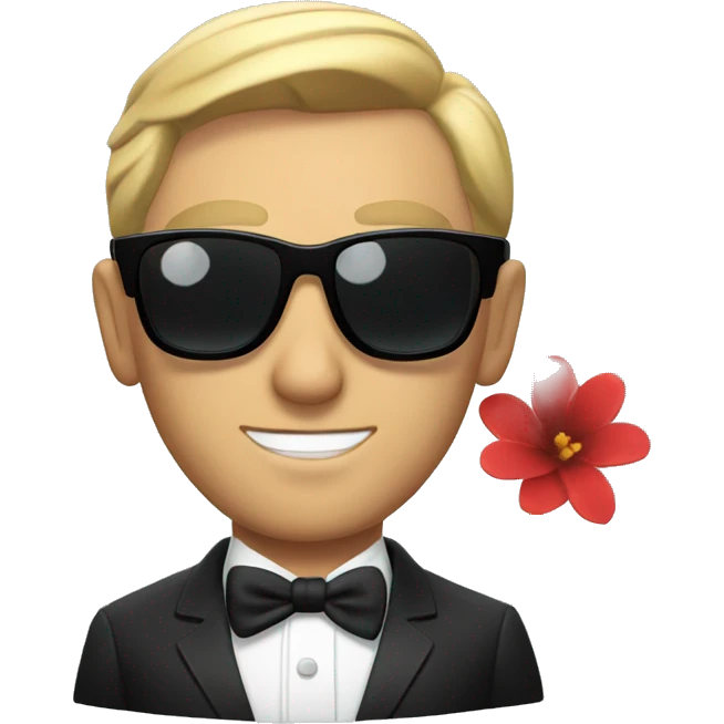 James bond with flower glasses emoji