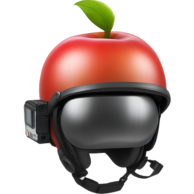 Apple smiley face with helmet that has a gopro emoji