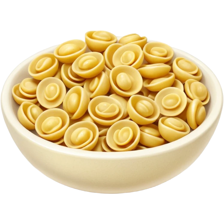 realistic orecchiette pasta in a bowl, shiny highlights, soft shadows emoji