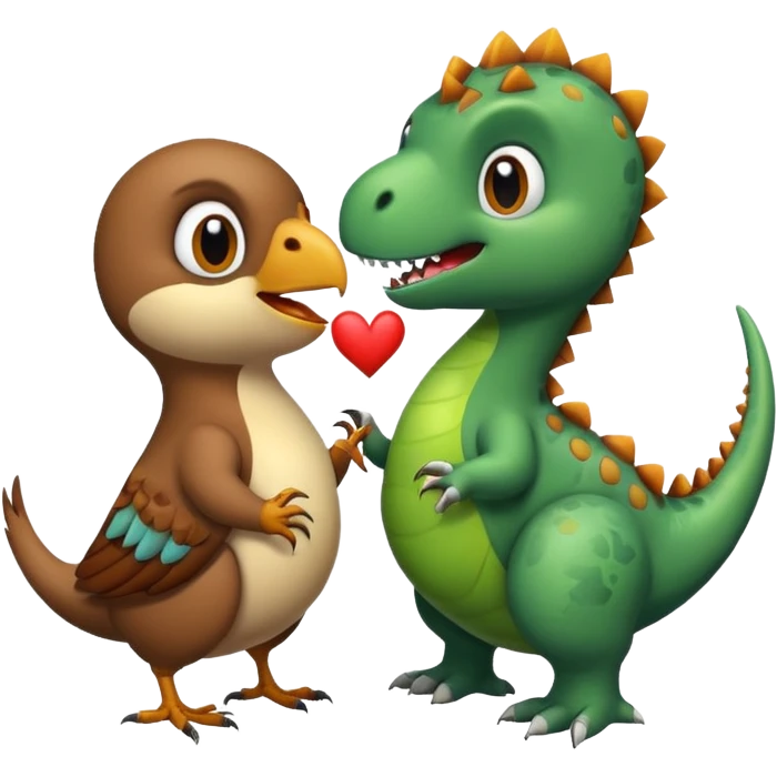 A sparrow makes love with a dinosaur  emoji