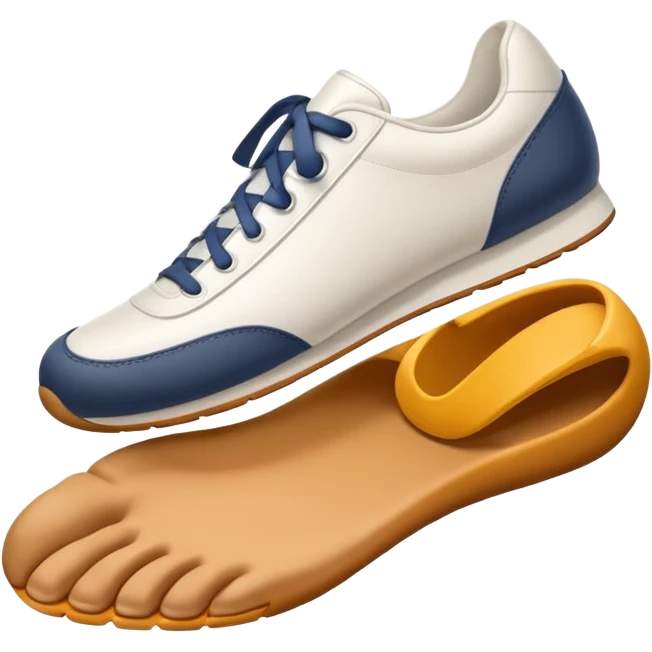 3D Apple-style emoji of a human foot wearing a sneaker, fully visible, stepping firmly on the ground, leaving a clear shoe print under the sole. Rounded, glossy, smooth, soft shadows, white background.



 emoji