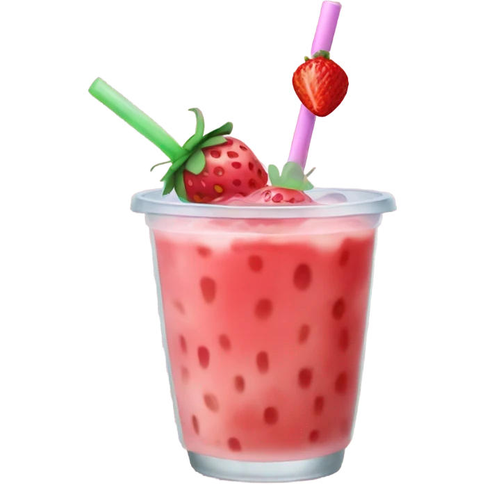 Strawberry boba drink emoji
