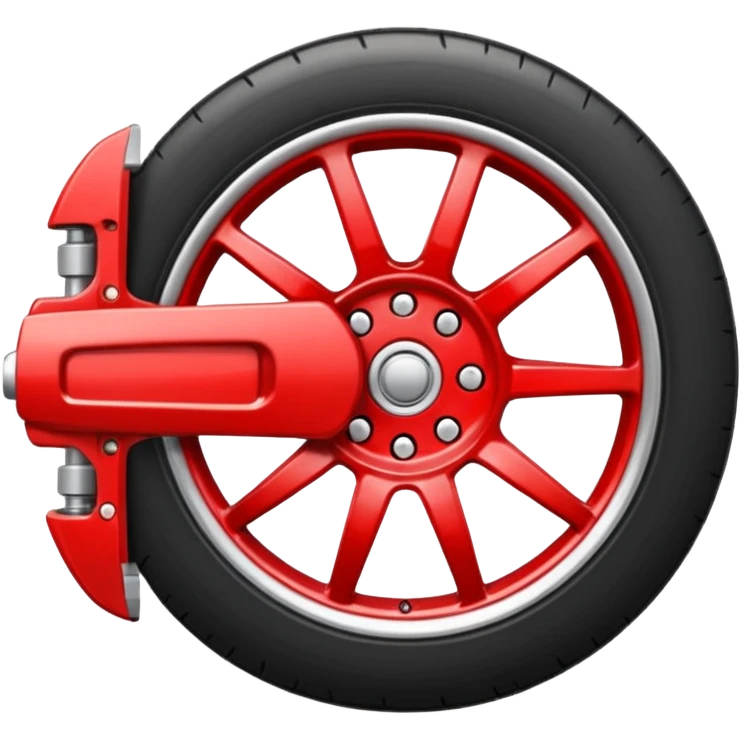 Minimal emoji icon of a car wheel with red brake caliper emoji