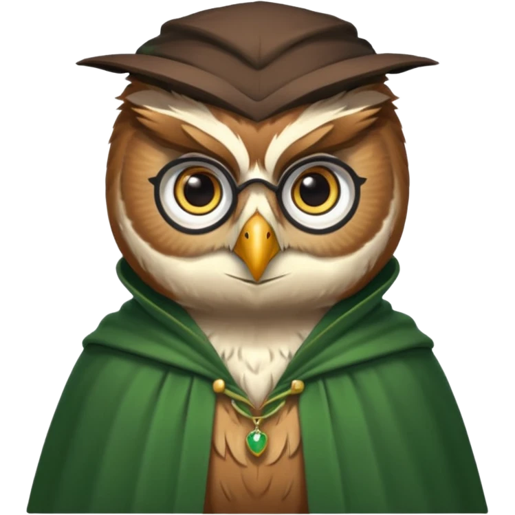 owl professor in green cloak  emoji