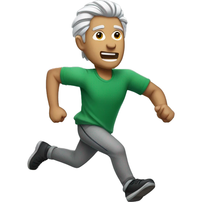 Man running with silver hair in a green shirt emoji