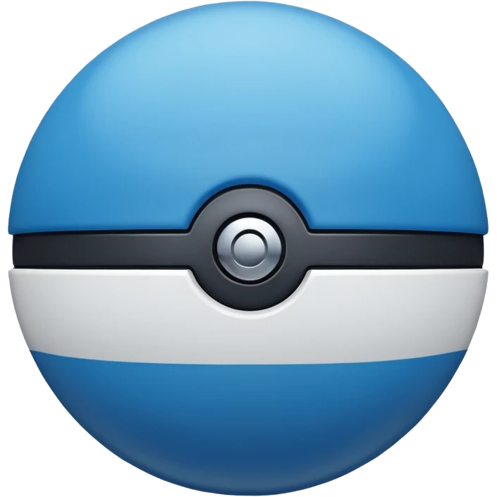 blue pokeball emoji, top half is a more saturated blue, bottom half is white, black stripe, with a metallic sheen emoji