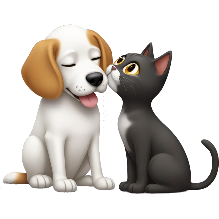 Dog kissing a cat emoji