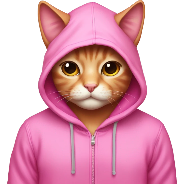 Pink cat with pink hoddie emoji