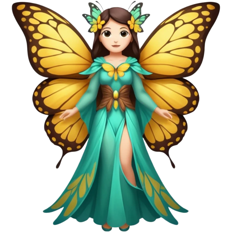 nature spirit woman dressed as butterfly herald, wing sleeves spread emoji