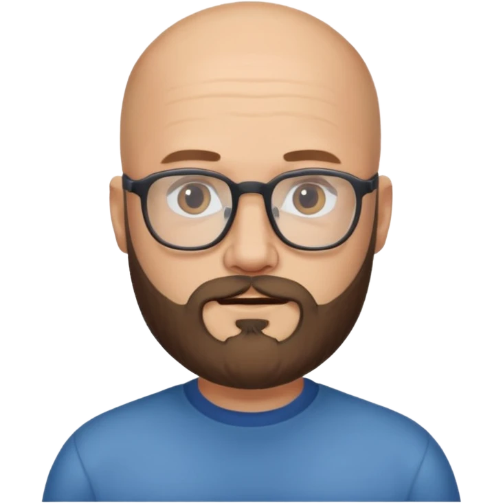 Homme chauve barbe et lunettes  emoji